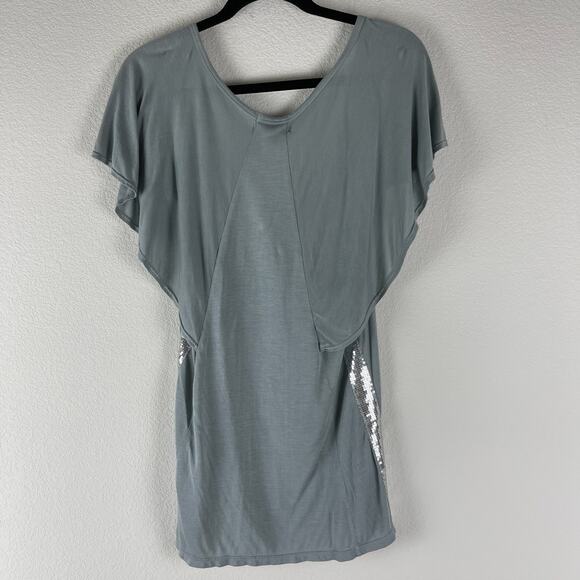 Michael Stars Jersey Sequin Top Womens One Size Gray Flutter Sleeve V Neck NWT - Picture 9 of 12